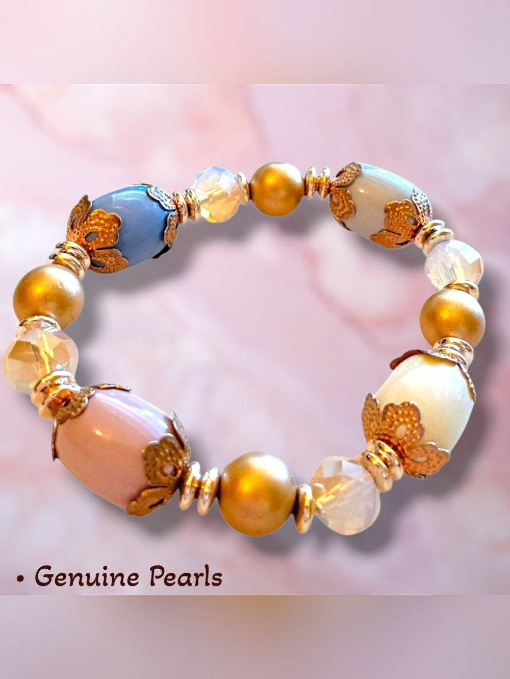 Handmade Multicolor Pearl Bead Stretch Bracelet